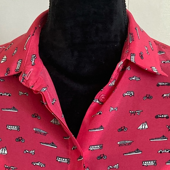 Weekend Max Mara Silk Graphic Print Pink Blouse - Picture 2 of 9